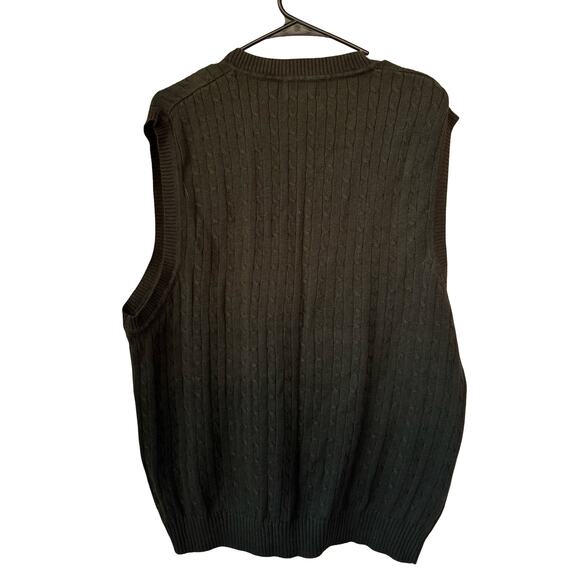 Vintage Ivy Crew Sweater Vest Mens L Forest Green Cable Knit 90s Y2K - Picture 3 of 4